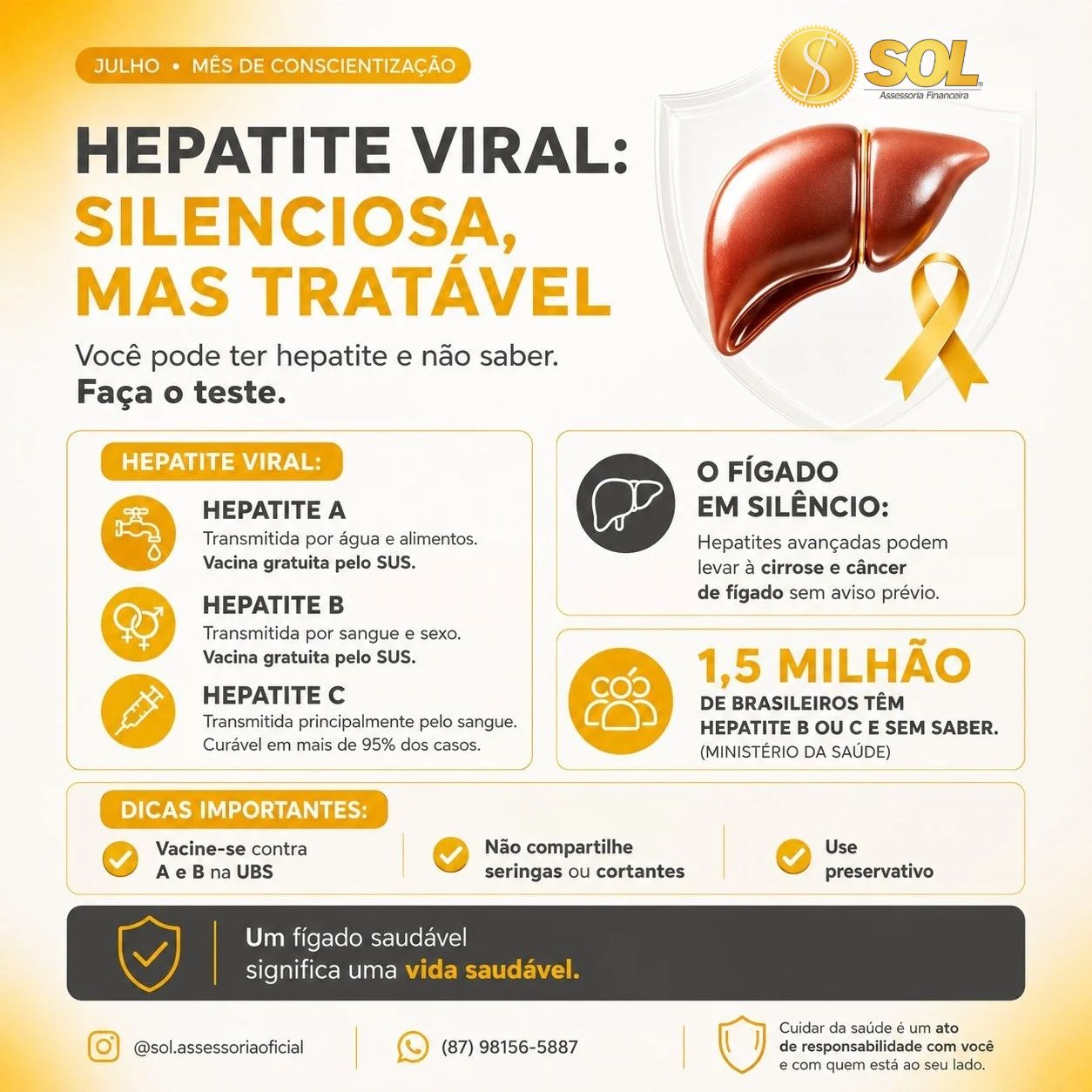 💛 Julho Amarelo: mês de conscientização sobre as hepatites virais