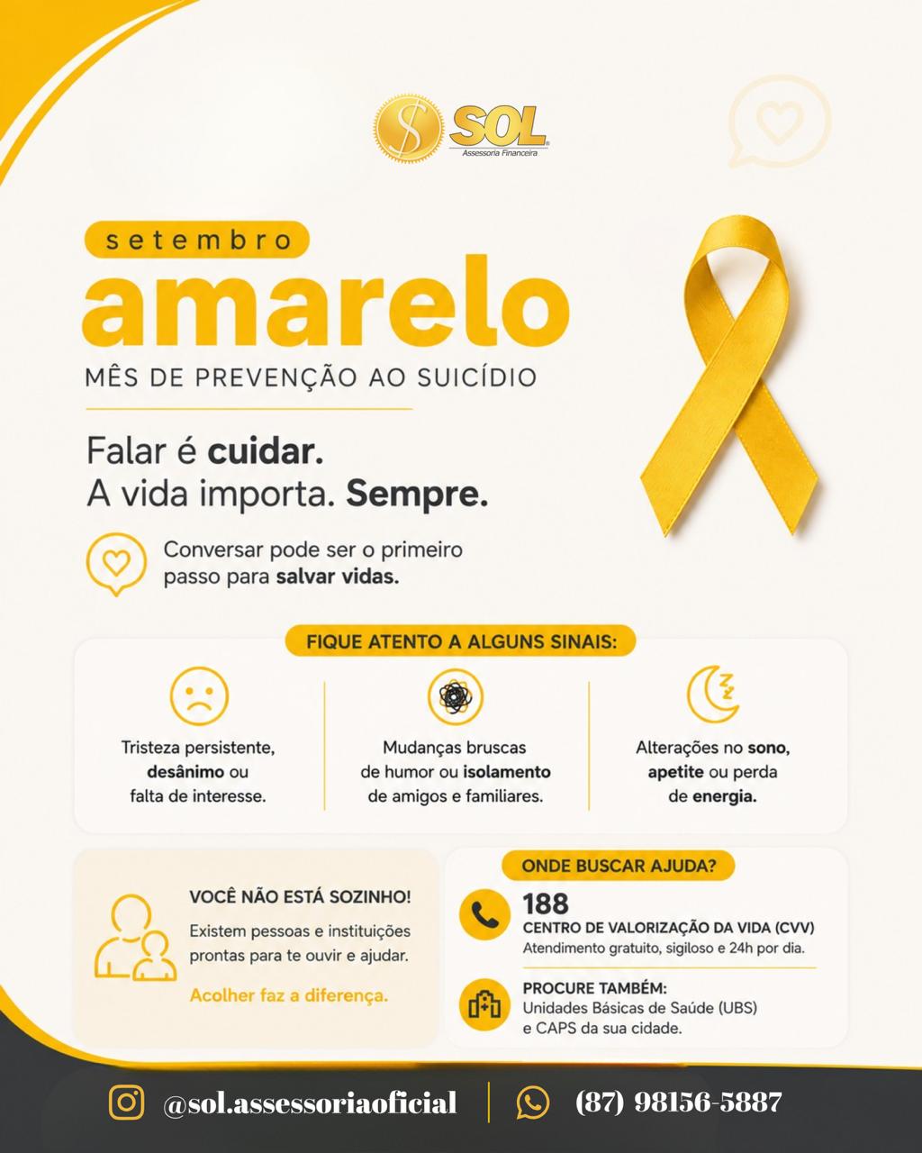 Setembro Amarelo | Mês de Prevenção ao Suicídio 💛